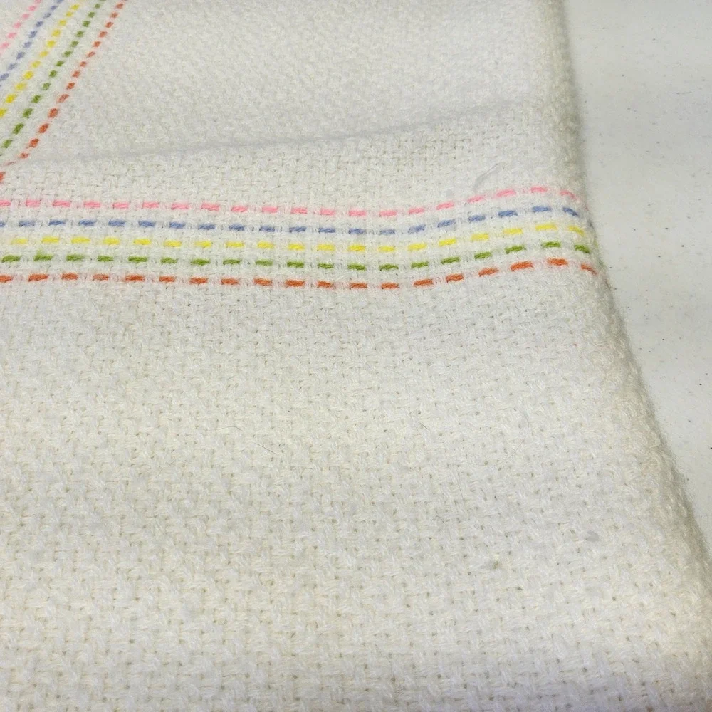 The Three Weavers Baby Blanket Kids OS‎ White Vintage Handwoven Orlon Bear Plaid